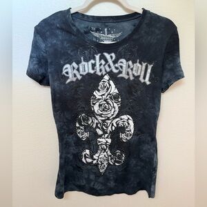 Y2K Rock & Roll Cowgirl Graphic Fitted Short Sleeve Tee
